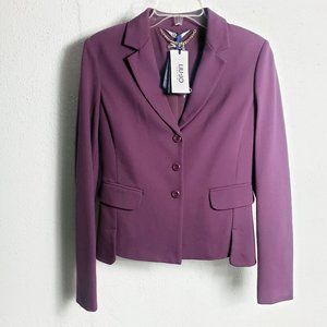 LUI JO Women's Italian Plum Lined Button Down Peplum Suit Coat Jacket Blazer